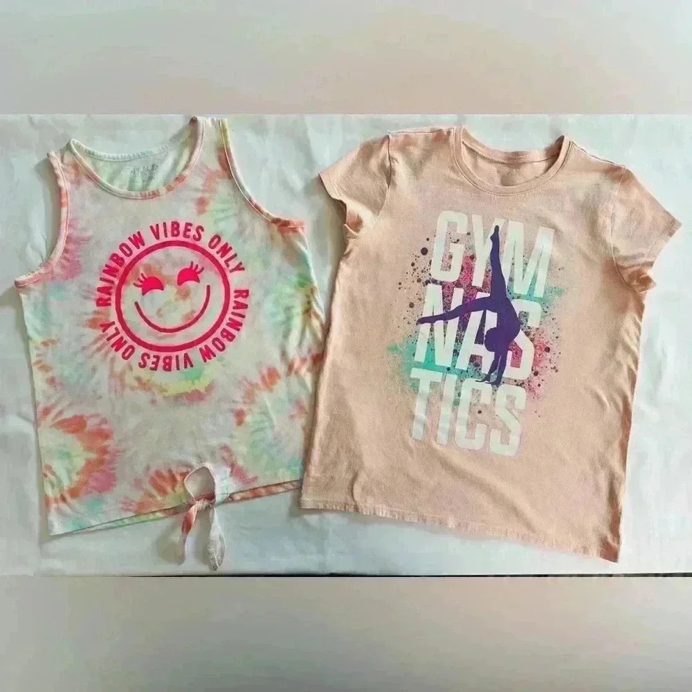 The Children's Place Girls Gymnastics Tee and Girls Tie Dye Tank Top (609)